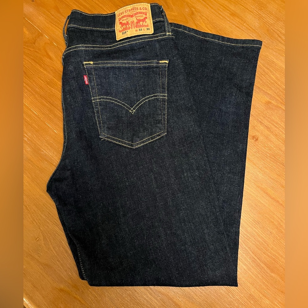 Levi’s 514 Straight Fit Jeans – Dark Rinse – Men’s 33x30 - Picture 2 of 3
